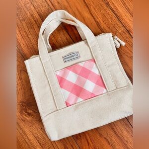 Nina Ricci Small & Dainty Beige and Pink Checkered  Tote